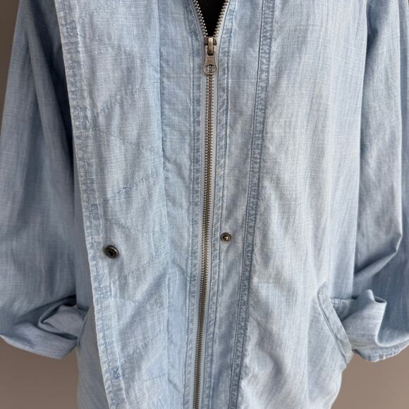 Womens Jack chambray jacket - blue - hooded - zip up - denim - cotton - size M - Picture 8 of 12